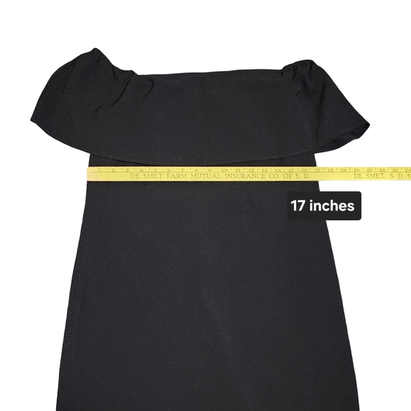 CHARLES HENRY Dress Womens Small Black Off Shoulder Ruffle Cocktail Evening - Picture 10 of 10